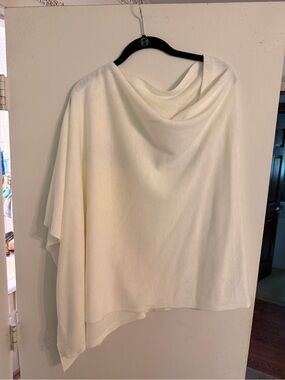 Cream Drape Neck Poncho